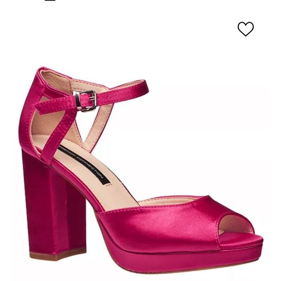 French Connection Women's Platform Peep Toe Pumps NEW Bright pink satin Size 11 - Picture 12 of 12